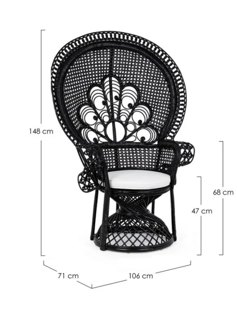 POLTRONA IN FIBRE NATURALI SFODERABILE NERO - PEACOCK