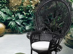 POLTRONA IN FIBRE NATURALI SFODERABILE NERO - PEACOCK