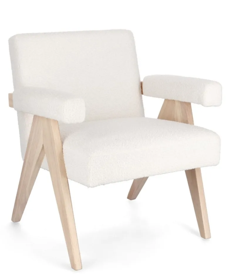 POLTRONA IN TESSUTO AVORIO - FAIZA