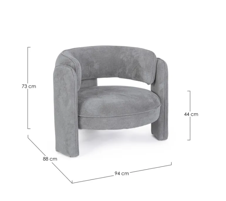 POLTRONA IN TESSUTO GRIGIO - AISHA