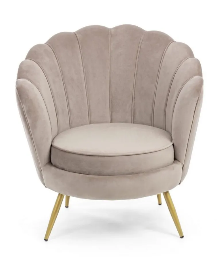 POLTRONA IN VELLUTO GRIGIO CHIARO - GILIOLA