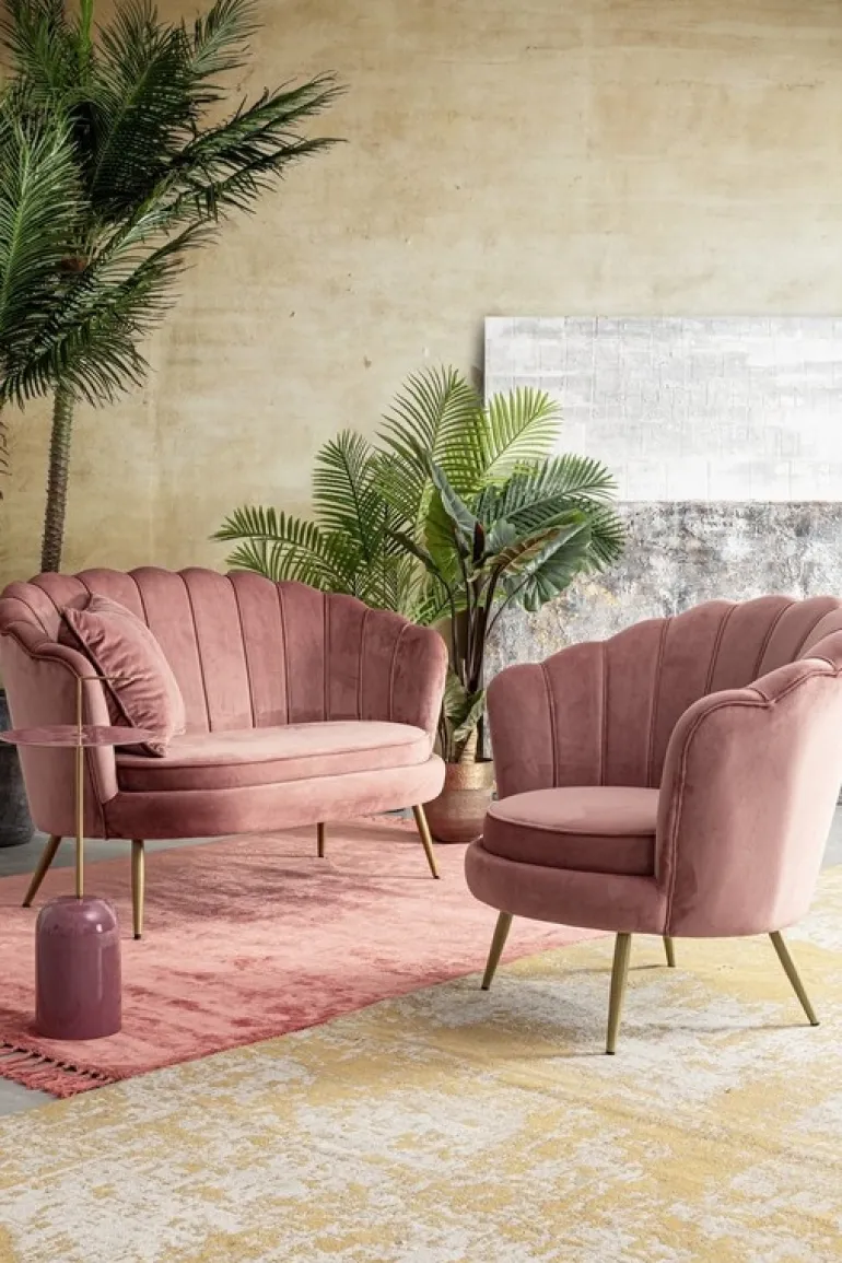 POLTRONA IN VELLUTO ROSA ANTICO - GILIOLA