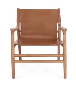 POLTRONA LOUNGE IN PELLE COGNAC - CAROLINE