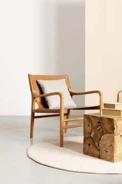 POLTRONA LOUNGE IN PELLE COGNAC - CAROLINE