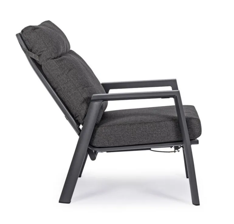 POLTRONA RECLINABILE IN ALLUMINIO ANTRACITE JX55 - KLEDI