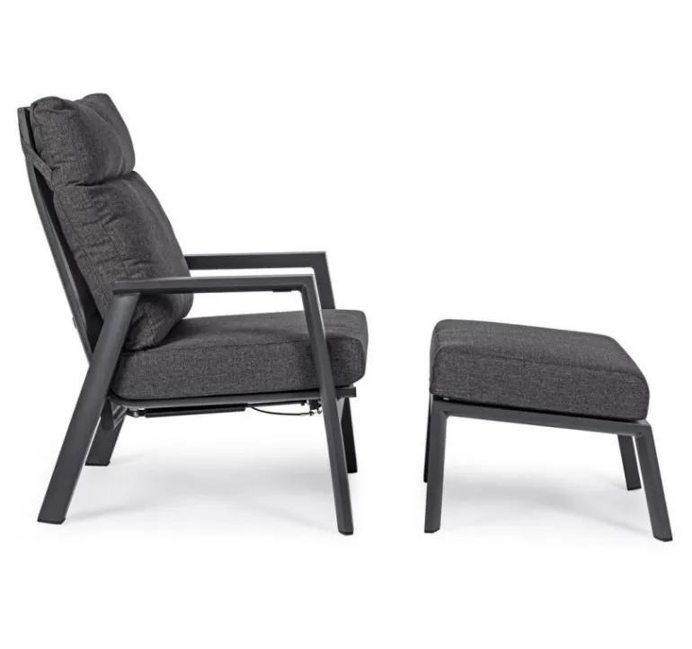 POLTRONA RECLINABILE IN ALLUMINIO ANTRACITE JX55 - KLEDI
