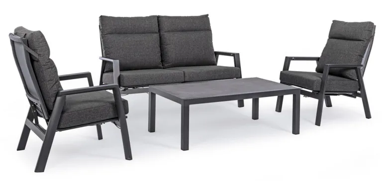 POLTRONA RECLINABILE IN ALLUMINIO ANTRACITE JX55 - KLEDI