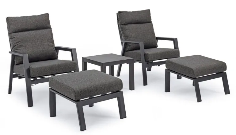 POLTRONA RECLINABILE IN ALLUMINIO ANTRACITE JX55 - KLEDI