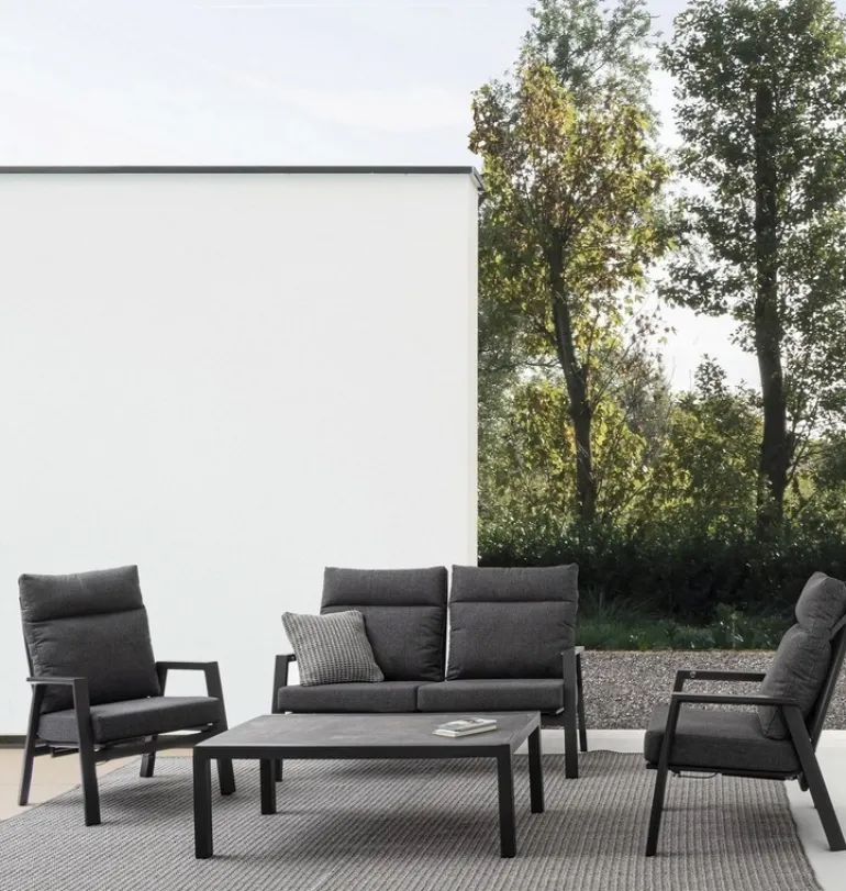 POLTRONA RECLINABILE IN ALLUMINIO ANTRACITE JX55 - KLEDI