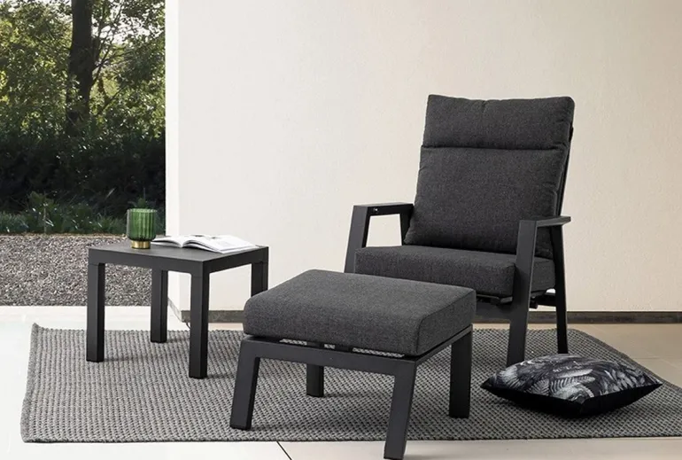 POLTRONA RECLINABILE IN ALLUMINIO ANTRACITE JX55 - KLEDI