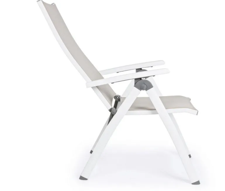 POLTRONA RECLINABILE IN ALLUMINIO PIEGHEVOLE BIANCA - CRUISE