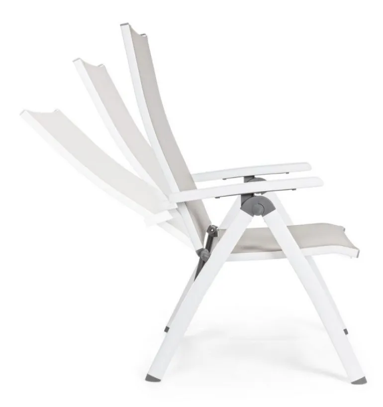 POLTRONA RECLINABILE IN ALLUMINIO PIEGHEVOLE BIANCA - CRUISE