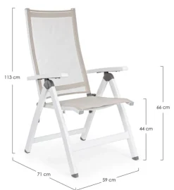 POLTRONA RECLINABILE IN ALLUMINIO PIEGHEVOLE BIANCA - CRUISE