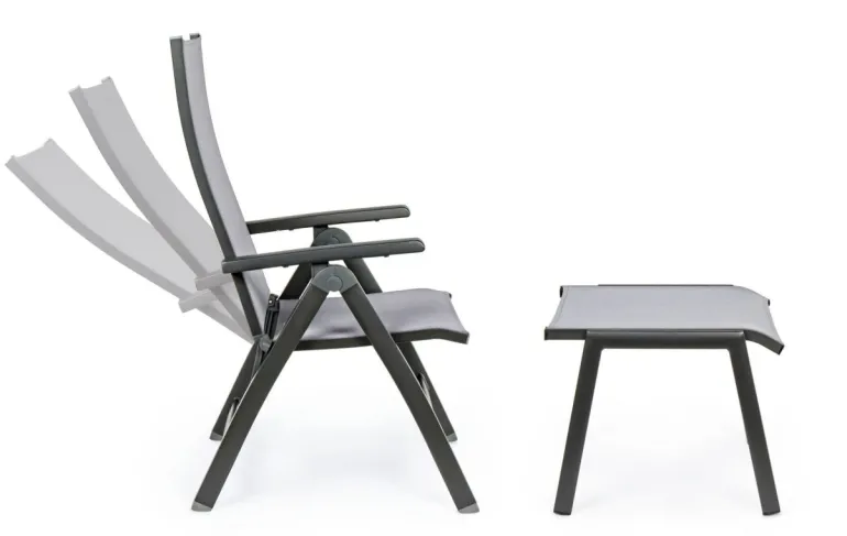 POLTRONA RECLINABILE IN ALLUMINIO PIEGHEVOLE ANTRACITE - CRUISE