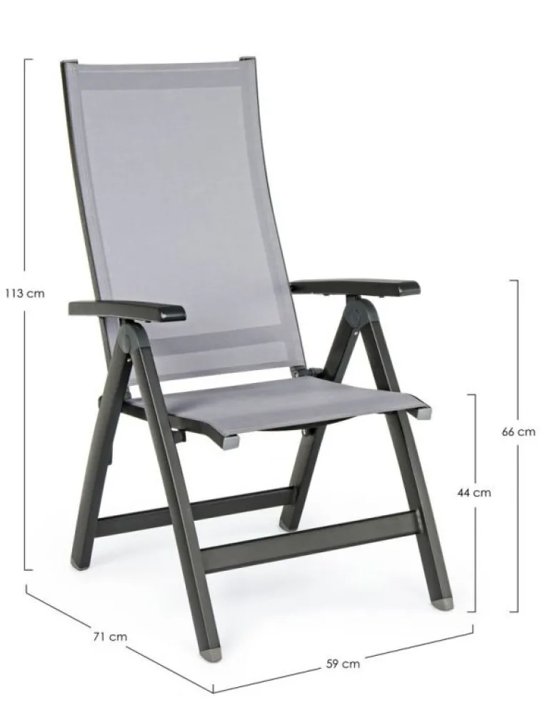 POLTRONA RECLINABILE IN ALLUMINIO PIEGHEVOLE ANTRACITE - CRUISE