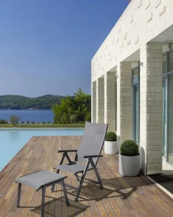 POLTRONA RECLINABILE IN ALLUMINIO PIEGHEVOLE ANTRACITE - CRUISE