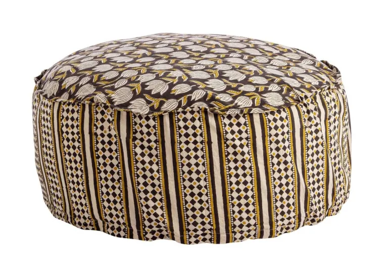 POUF CALAIS NERO C-TULIPANO-ROMBO D65X25