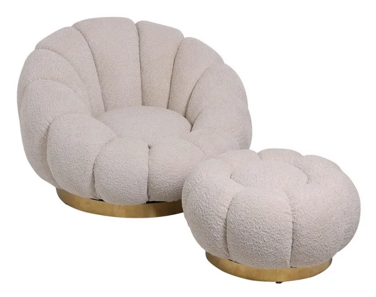 POUF EFFETTO BOUCLE' NATURALE - FLOREL