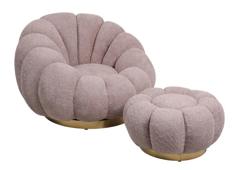 POUF EFFETTO BOUCLE' ROSA ANTICO - FLOREL
