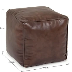 POUF IN PELLE MARRONE - MENDEZ