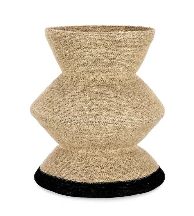 P.VASO DECORATIVO LANH NATURAL NERO H43