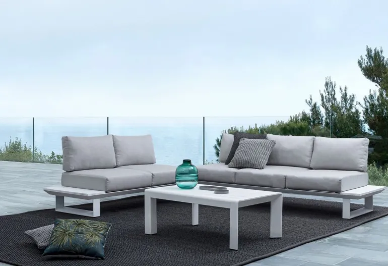 SALOTTO ANGOLARE IN ALLUMINIO BIANCO CX21 - KONNOR