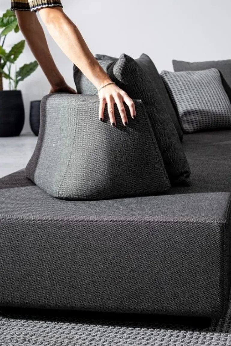 SALOTTO ANGOLARE IN TESSUTO PER ESTERNO ANTRACITE - PIPER