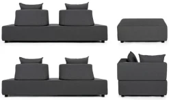 SALOTTO ANGOLARE IN TESSUTO PER ESTERNO ANTRACITE - PIPER