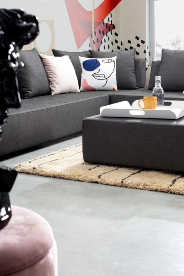 SALOTTO ANGOLARE IN TESSUTO PER ESTERNO ANTRACITE - PIPER