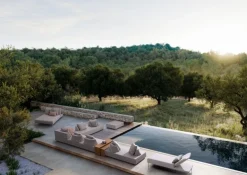 SALOTTO ANGOLARE IN TESSUTO PER ESTERNO COLOR SABBIA - PIPER