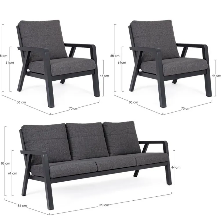 SALOTTO IN ALLUMINIO ANTRACITE JX55 - TRUMAN