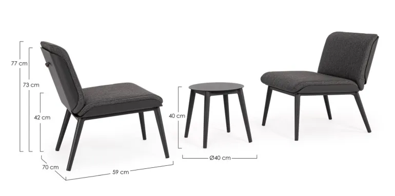 SALOTTO IN ALLUMINIO ANTRACITE WG21 - ISABELA