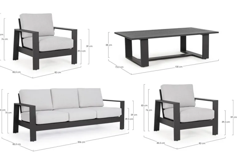 SALOTTO IN ALLUMINIO ANTRACITE YK13 - BALTIC