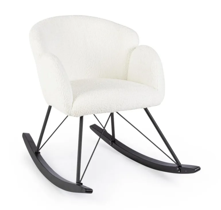 SEDIA A DONDOLO EFFETTO BOUCLE' BIANCA - SIBILLA