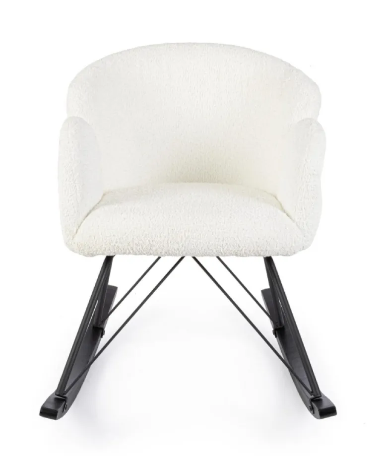 SEDIA A DONDOLO EFFETTO BOUCLE' BIANCA - SIBILLA