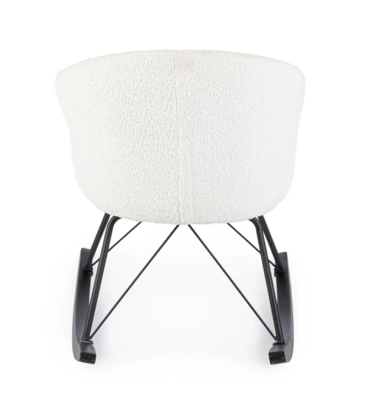 SEDIA A DONDOLO EFFETTO BOUCLE' BIANCA - SIBILLA