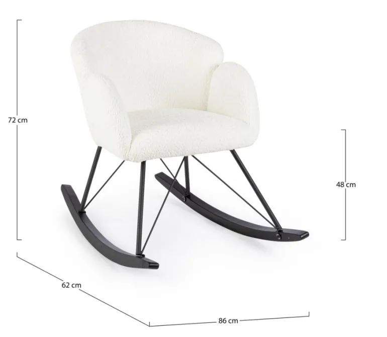 SEDIA A DONDOLO EFFETTO BOUCLE' BIANCA - SIBILLA