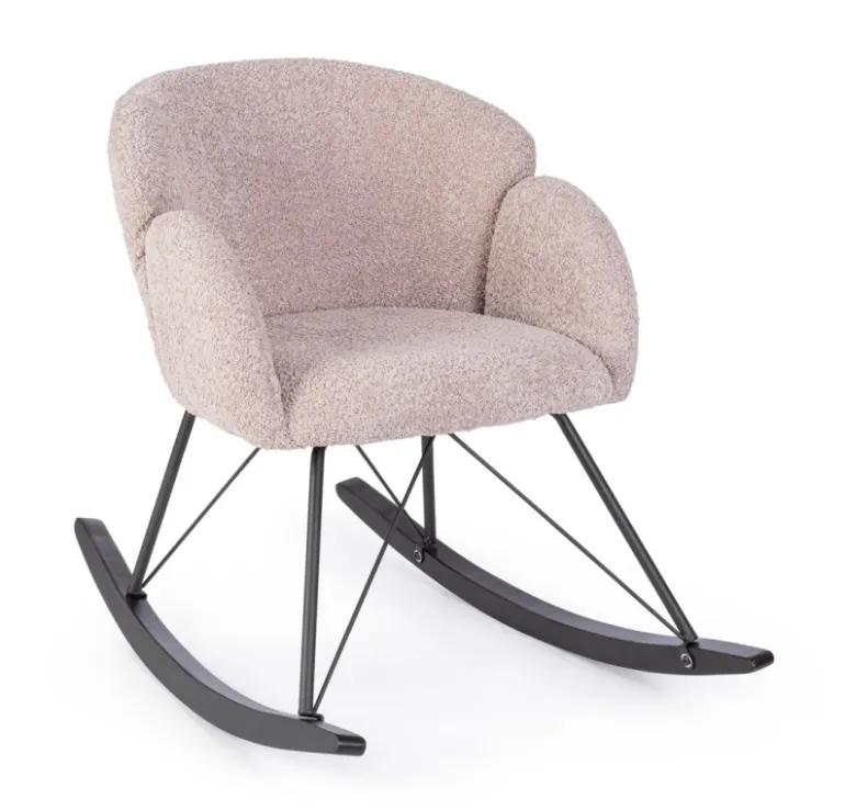 SEDIA A DONDOLO EFFETTO BOUCLE' ROSA ANTICO - SIBILLA