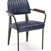 SEDIA CON BRACCIOLI IN ECOPELLE BLU - NELLY