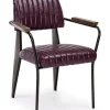 SEDIA CON BRACCIOLI IN ECOPELLE BORDEAUX - NELLY
