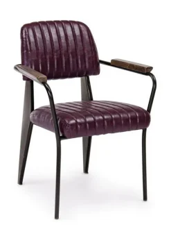 SEDIA CON BRACCIOLI IN ECOPELLE BORDEAUX - NELLY