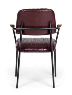 SEDIA CON BRACCIOLI IN ECOPELLE BORDEAUX - NELLY