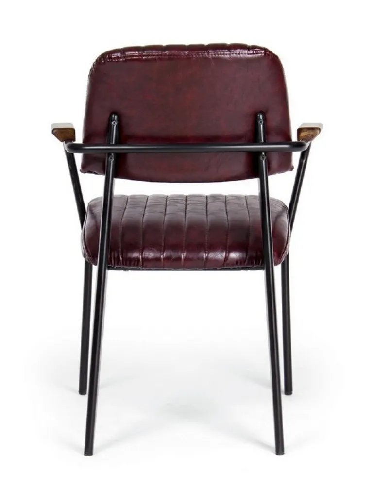 SEDIA CON BRACCIOLI IN ECOPELLE BORDEAUX - NELLY