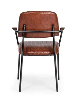 SEDIA CON BRACCIOLI IN ECOPELLE ARANCIO SCURO - NELLY