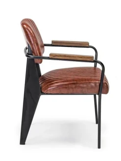 SEDIA CON BRACCIOLI IN ECOPELLE ARANCIO SCURO - NELLY