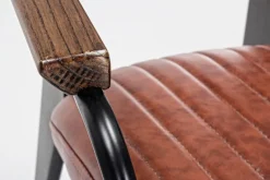 SEDIA CON BRACCIOLI IN ECOPELLE ARANCIO SCURO - NELLY