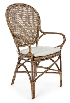 SEDIA CON BRACCIOLI IN FIBRE NATURALI MIELE - EDELINA