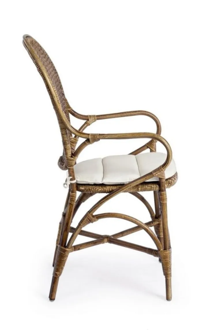 SEDIA CON BRACCIOLI IN FIBRE NATURALI MIELE - EDELINA