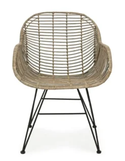 SEDIA CON BRACCIOLI IN FIBRE NATURALI - RAQUEL