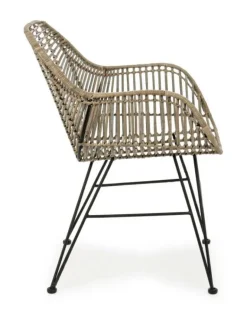 SEDIA CON BRACCIOLI IN FIBRE NATURALI - RAQUEL